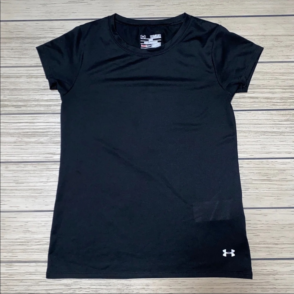 Under Armour Black Short Sleeve Active Wear Shirt Girls Size Medium